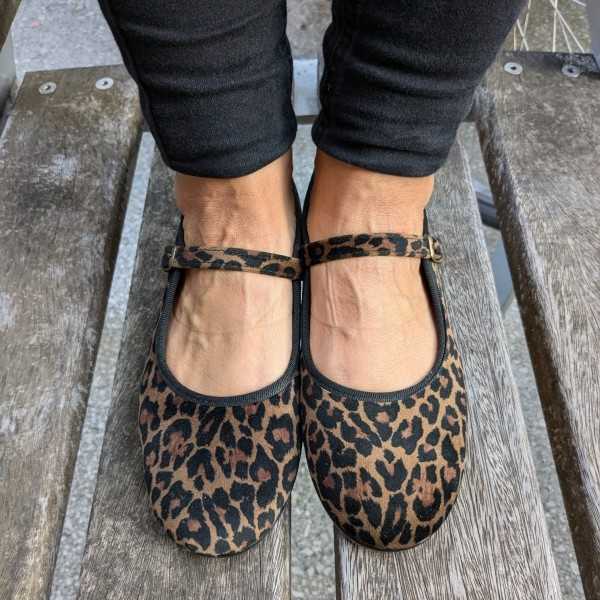 Bailarina merceditas terciopelo print leopardo