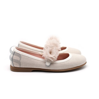 Bailarina lino con velcro adorno ondas organza