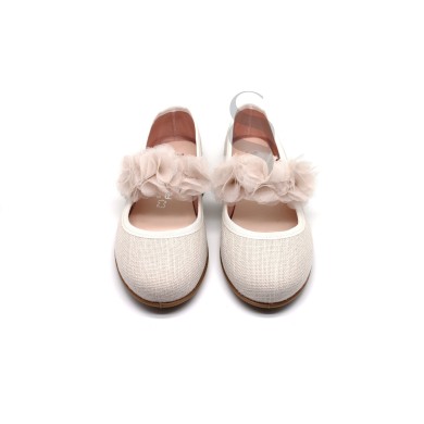 Bailarina lino con velcro adorno ondas organza