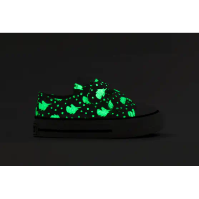 Zapatilla basquet lona plata brillo en la oscuridad velcros